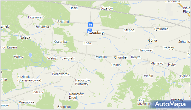 mapa Parcice, Parcice na mapie Targeo