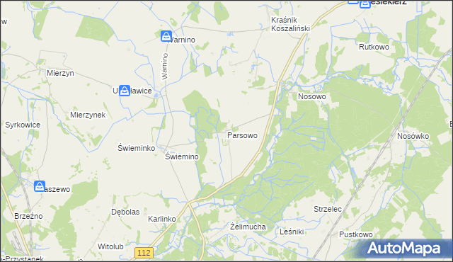 mapa Parsowo, Parsowo na mapie Targeo