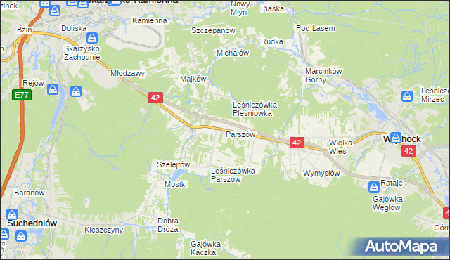 mapa Parszów, Parszów na mapie Targeo