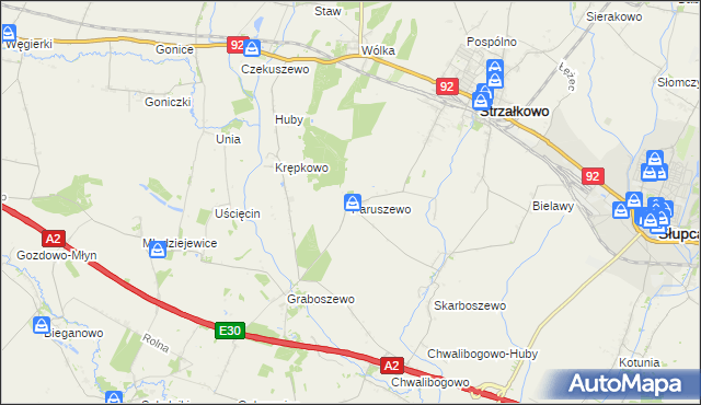 mapa Paruszewo, Paruszewo na mapie Targeo