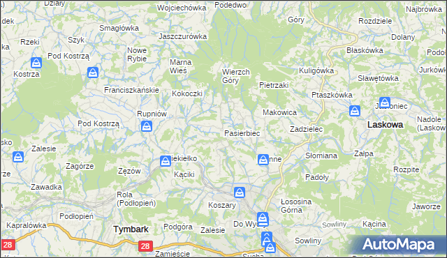 mapa Pasierbiec, Pasierbiec na mapie Targeo