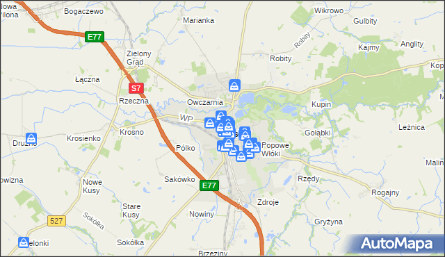mapa Pasłęk, Pasłęk na mapie Targeo