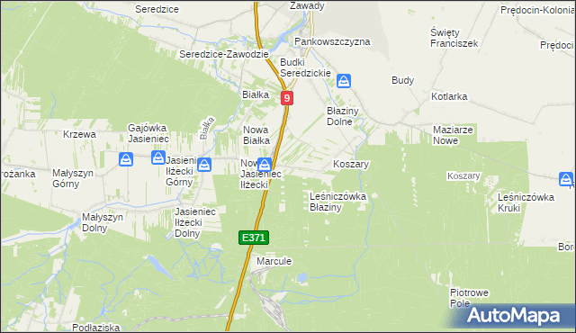 mapa Pastwiska gmina Iłża, Pastwiska gmina Iłża na mapie Targeo