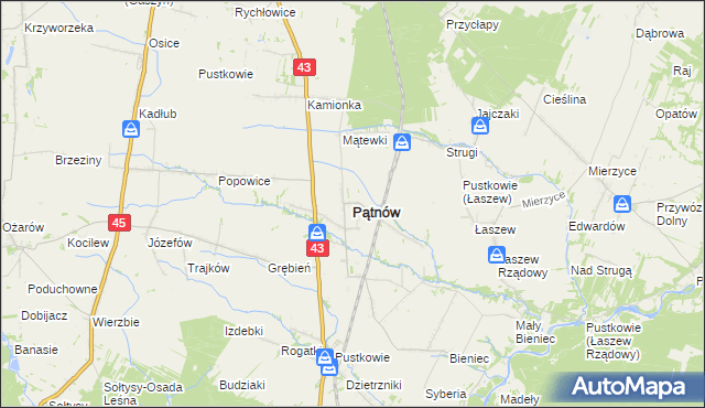 mapa Pątnów powiat wieluński, Pątnów powiat wieluński na mapie Targeo