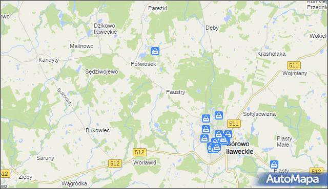 mapa Paustry Osada, Paustry Osada na mapie Targeo
