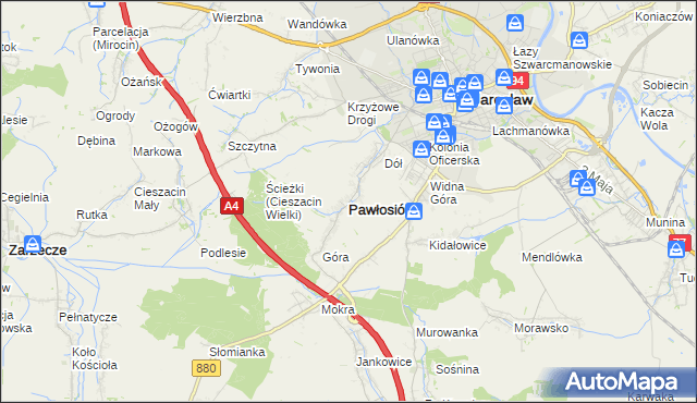mapa Pawłosiów, Pawłosiów na mapie Targeo