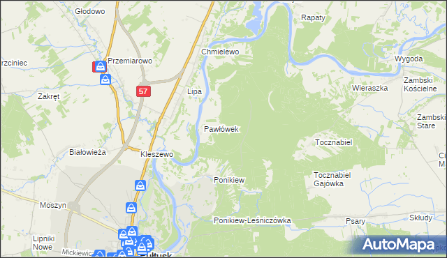 mapa Pawłówek-Gajówka, Pawłówek-Gajówka na mapie Targeo