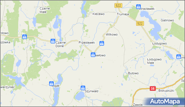 mapa Pawłowo gmina Gardeja, Pawłowo gmina Gardeja na mapie Targeo