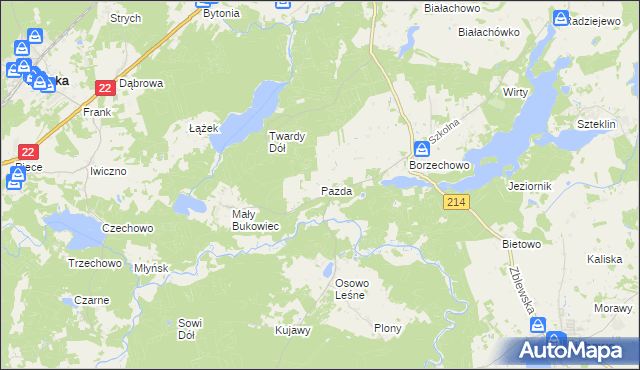 mapa Pazda, Pazda na mapie Targeo