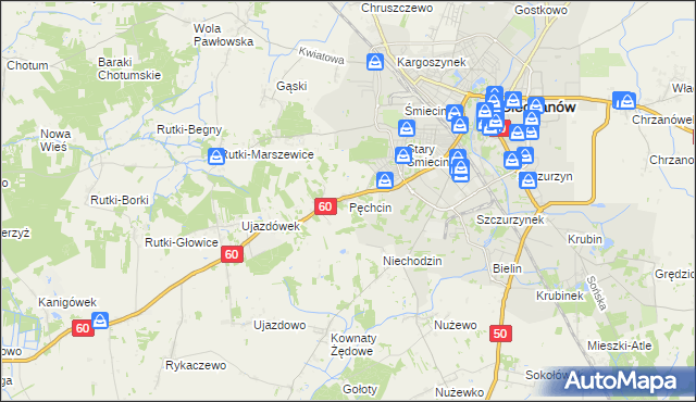 mapa Pęchcin, Pęchcin na mapie Targeo