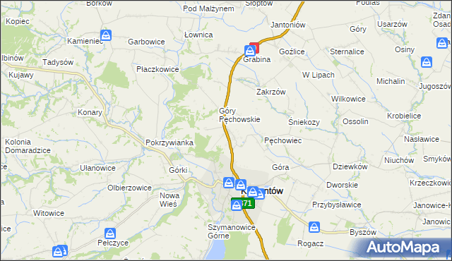 mapa Pęchów, Pęchów na mapie Targeo