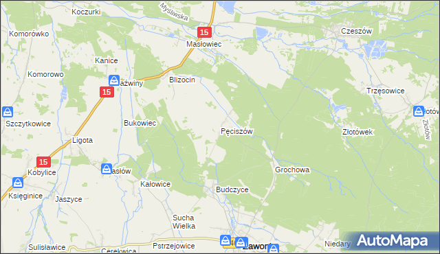 mapa Pęciszów, Pęciszów na mapie Targeo