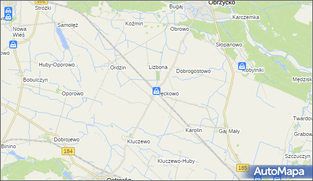 mapa Pęckowo gmina Obrzycko, Pęckowo gmina Obrzycko na mapie Targeo