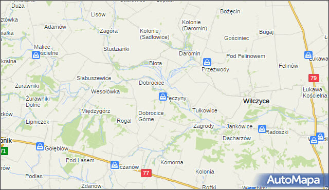 mapa Pęczyny, Pęczyny na mapie Targeo