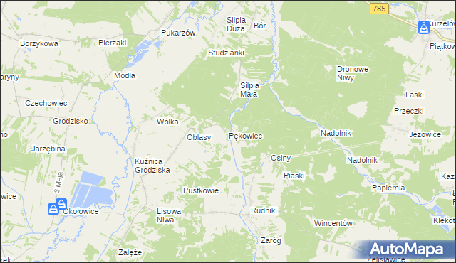 mapa Pękowiec, Pękowiec na mapie Targeo