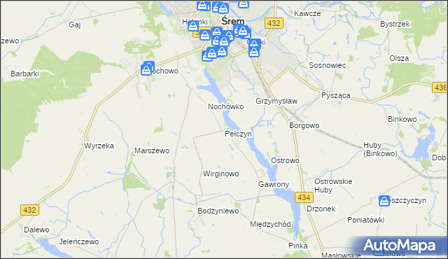 mapa Pełczyn gmina Śrem, Pełczyn gmina Śrem na mapie Targeo