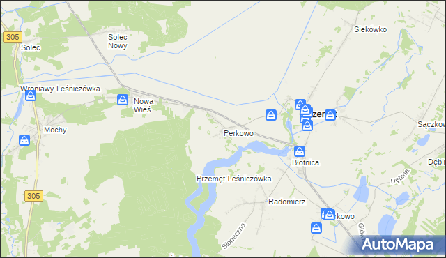 mapa Perkowo gmina Przemęt, Perkowo gmina Przemęt na mapie Targeo