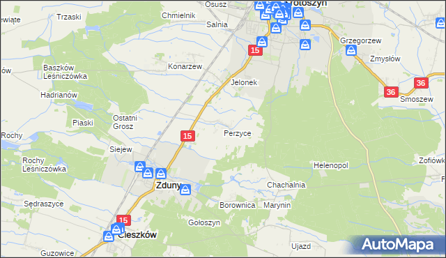 mapa Perzyce, Perzyce na mapie Targeo