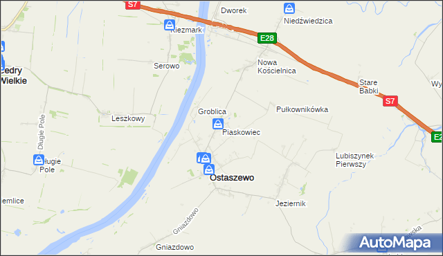 mapa Piaskowiec gmina Ostaszewo, Piaskowiec gmina Ostaszewo na mapie Targeo