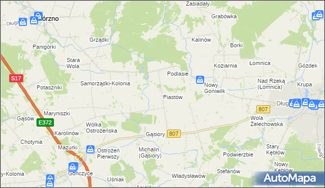 mapa Piastów gmina Żelechów, Piastów gmina Żelechów na mapie Targeo