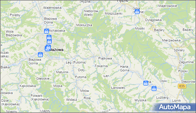 mapa Piątkowa gmina Błażowa, Piątkowa gmina Błażowa na mapie Targeo
