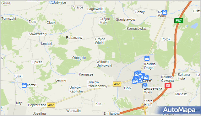 mapa Pieczyska gmina Złoczew, Pieczyska gmina Złoczew na mapie Targeo