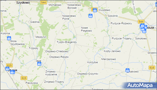 mapa Piegłowo-Kolonia, Piegłowo-Kolonia na mapie Targeo