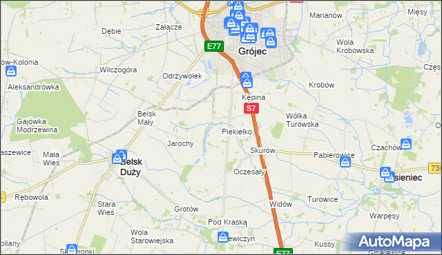 mapa Piekiełko gmina Grójec, Piekiełko gmina Grójec na mapie Targeo