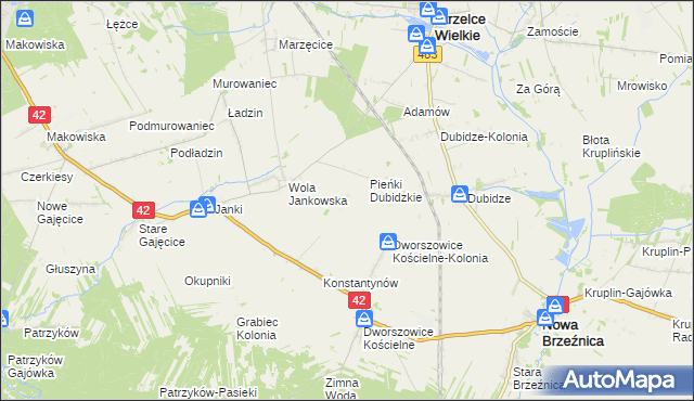 mapa Pieńki Dworszowskie, Pieńki Dworszowskie na mapie Targeo