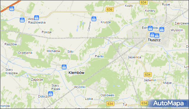 mapa Pieńki gmina Klembów, Pieńki gmina Klembów na mapie Targeo