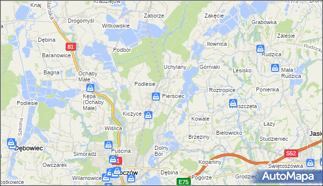 mapa Pierściec, Pierściec na mapie Targeo
