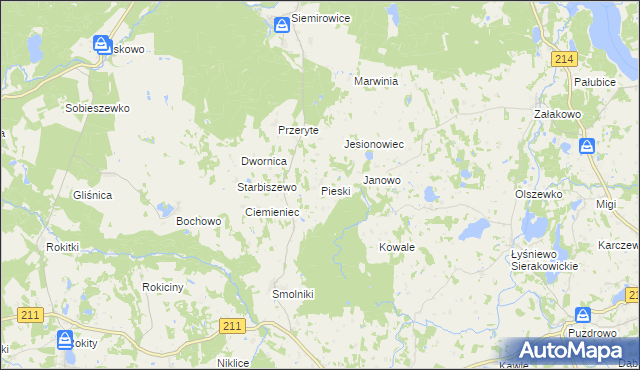 mapa Pieski gmina Cewice, Pieski gmina Cewice na mapie Targeo