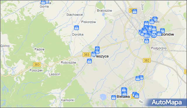 mapa Pieszyce, Pieszyce na mapie Targeo