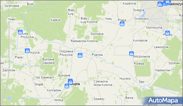 mapa Pijanów, Pijanów na mapie Targeo