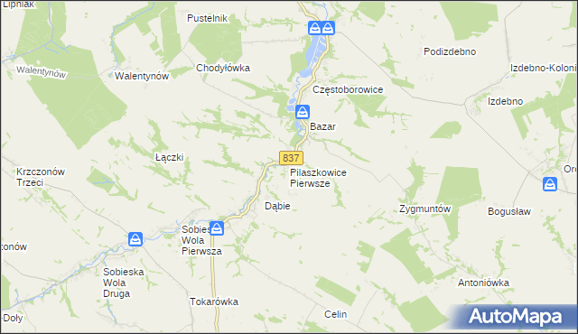 mapa Pilaszkowice Pierwsze, Pilaszkowice Pierwsze na mapie Targeo