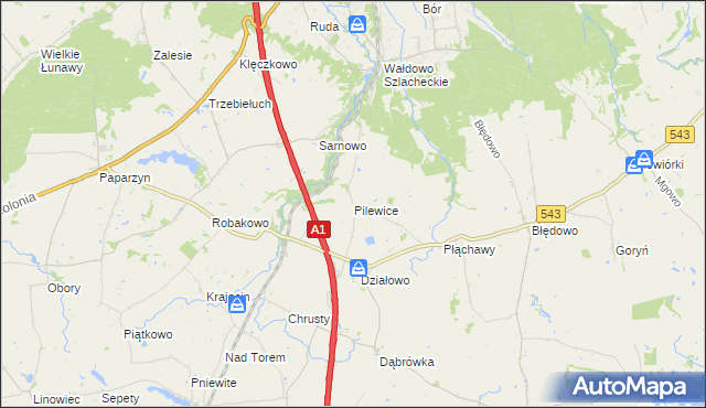 mapa Pilewice, Pilewice na mapie Targeo