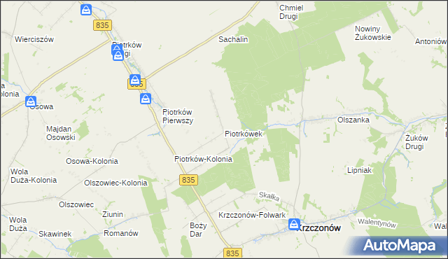 mapa Piotrkówek gmina Krzczonów, Piotrkówek gmina Krzczonów na mapie Targeo