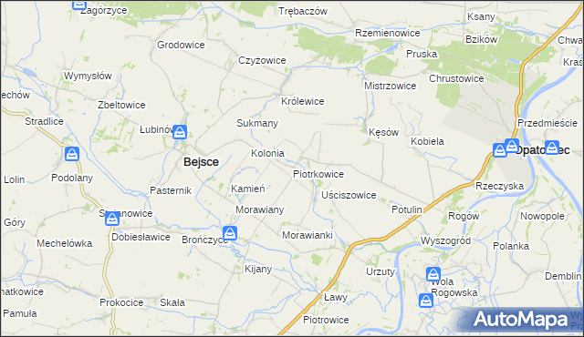 mapa Piotrkowice gmina Bejsce, Piotrkowice gmina Bejsce na mapie Targeo