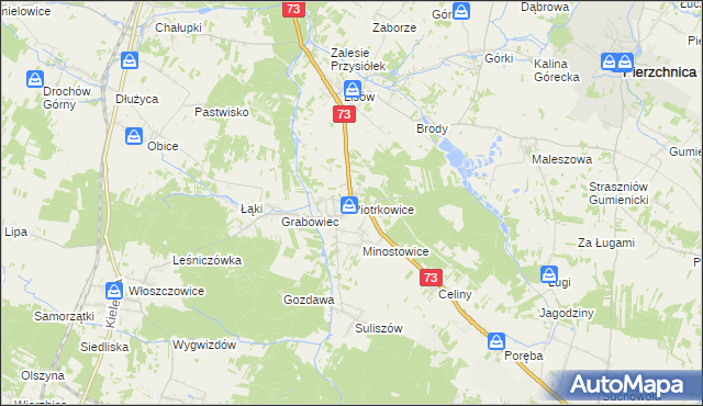 mapa Piotrkowice gmina Chmielnik, Piotrkowice gmina Chmielnik na mapie Targeo