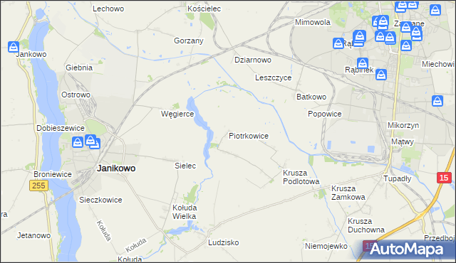 mapa Piotrkowice gmina Inowrocław, Piotrkowice gmina Inowrocław na mapie Targeo