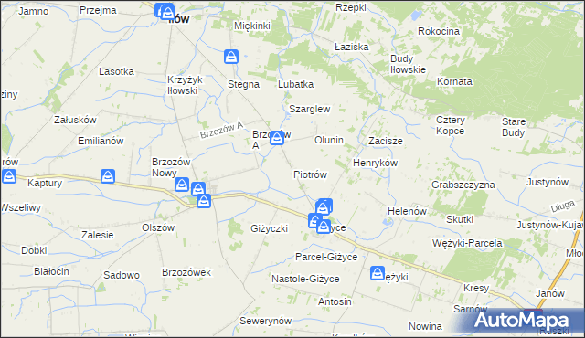 mapa Piotrów gmina Iłów, Piotrów gmina Iłów na mapie Targeo