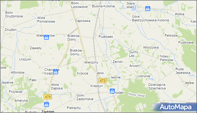 mapa Piotrów gmina Zadzim, Piotrów gmina Zadzim na mapie Targeo