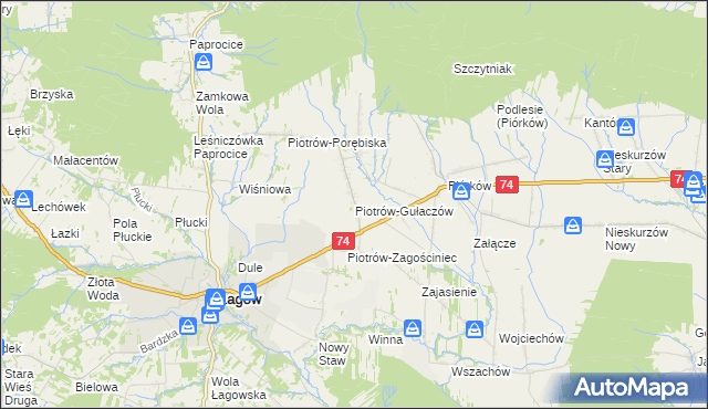 mapa Piotrów-Gułaczów, Piotrów-Gułaczów na mapie Targeo