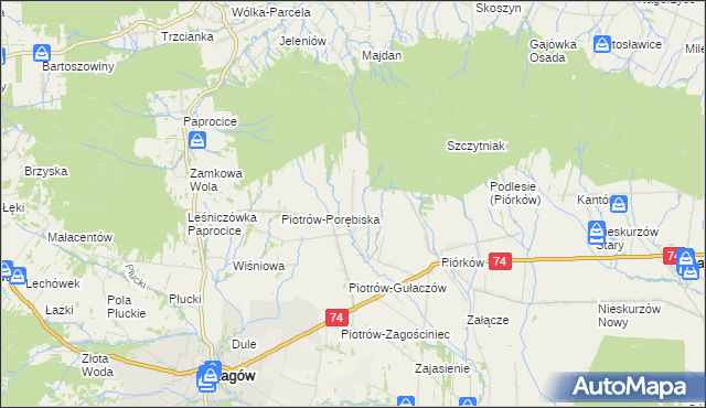 mapa Piotrów-Podłazy, Piotrów-Podłazy na mapie Targeo