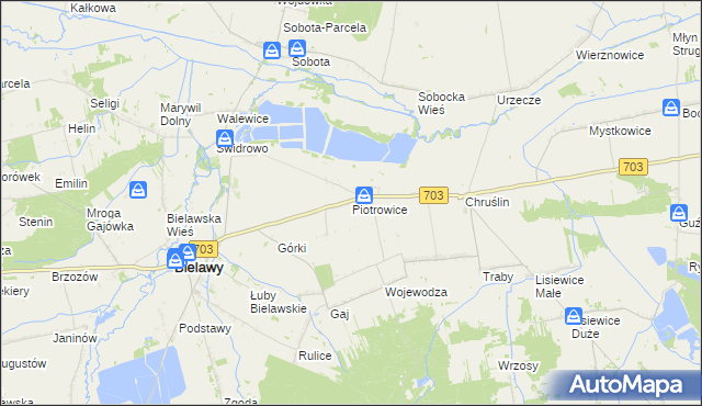 mapa Piotrowice gmina Bielawy, Piotrowice gmina Bielawy na mapie Targeo