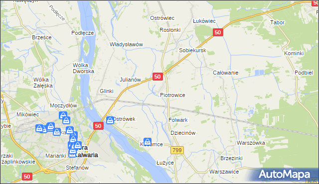 mapa Piotrowice gmina Karczew, Piotrowice gmina Karczew na mapie Targeo