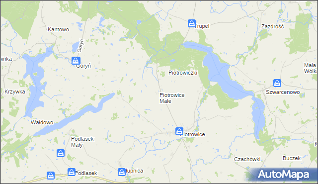 mapa Piotrowice Małe gmina Biskupiec, Piotrowice Małe gmina Biskupiec na mapie Targeo
