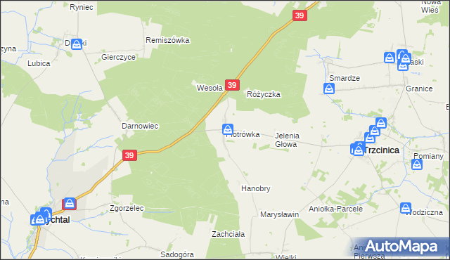 mapa Piotrówka gmina Trzcinica, Piotrówka gmina Trzcinica na mapie Targeo