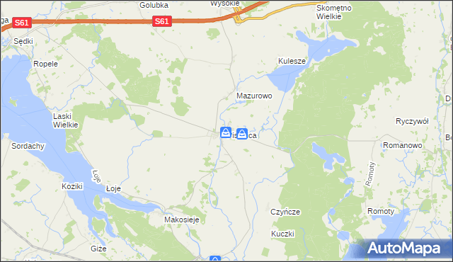 mapa Pisanica gmina Kalinowo, Pisanica gmina Kalinowo na mapie Targeo