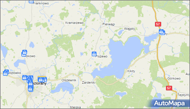 mapa Piszewo, Piszewo na mapie Targeo